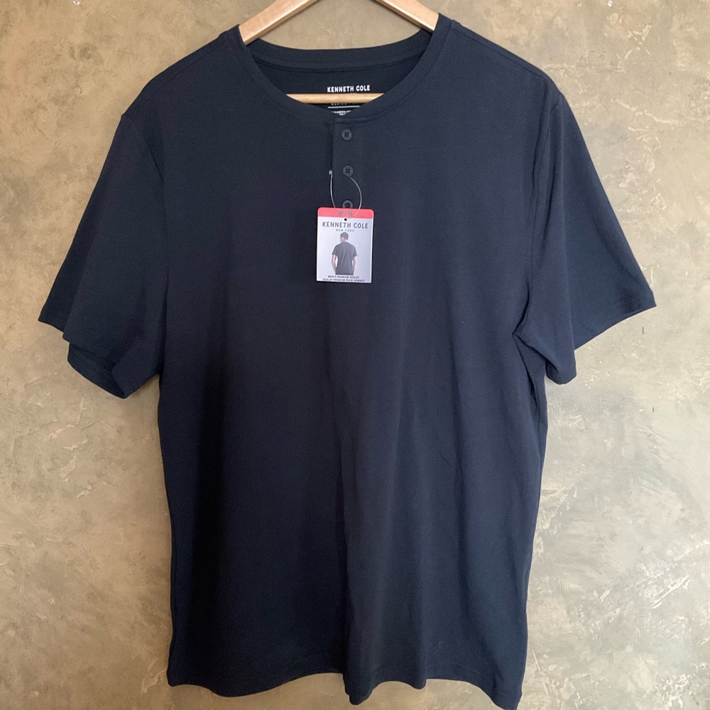 Kenneth Cole Solid Stretch Cotton Premium Henley Tee